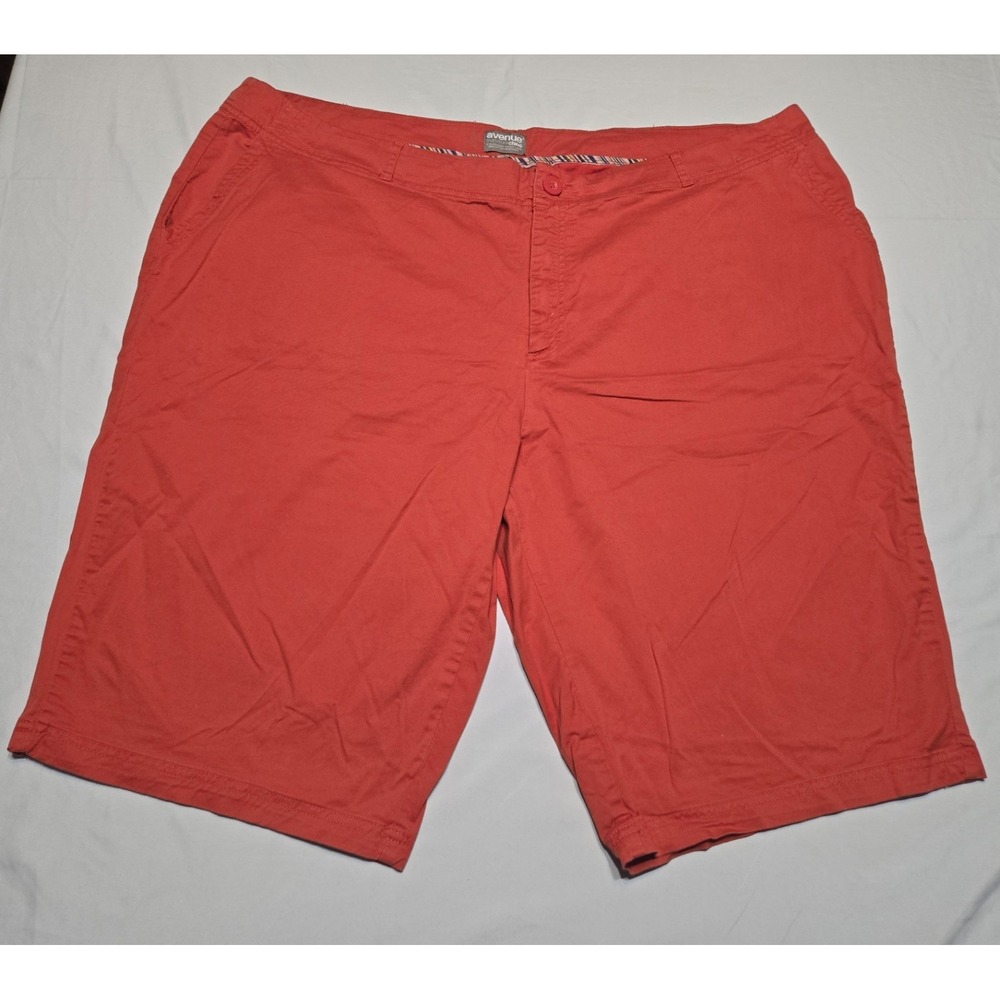 Avenue Signature Chino Womens Sz 26 Bermuda Shorts Flat Red Cotton Stretch NWOT